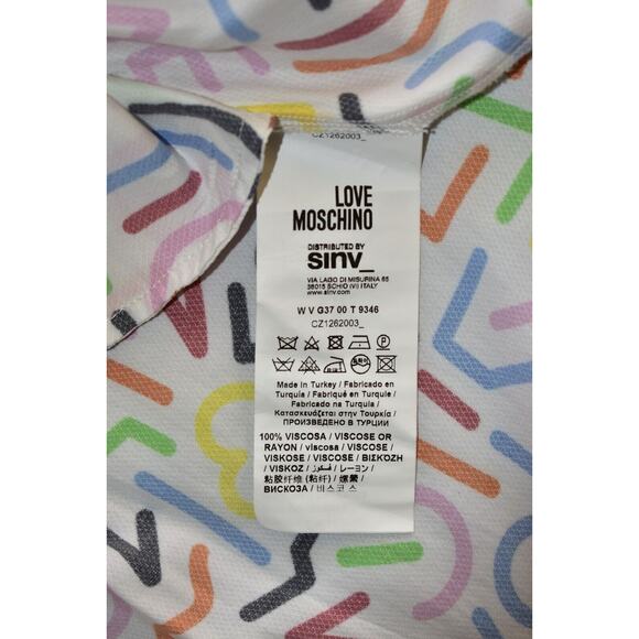 C0 Auth LOVE MOSCHINO Love Printed On White Cap Sleeve Summer Mini Dress Size 8 - Picture 6 of 6